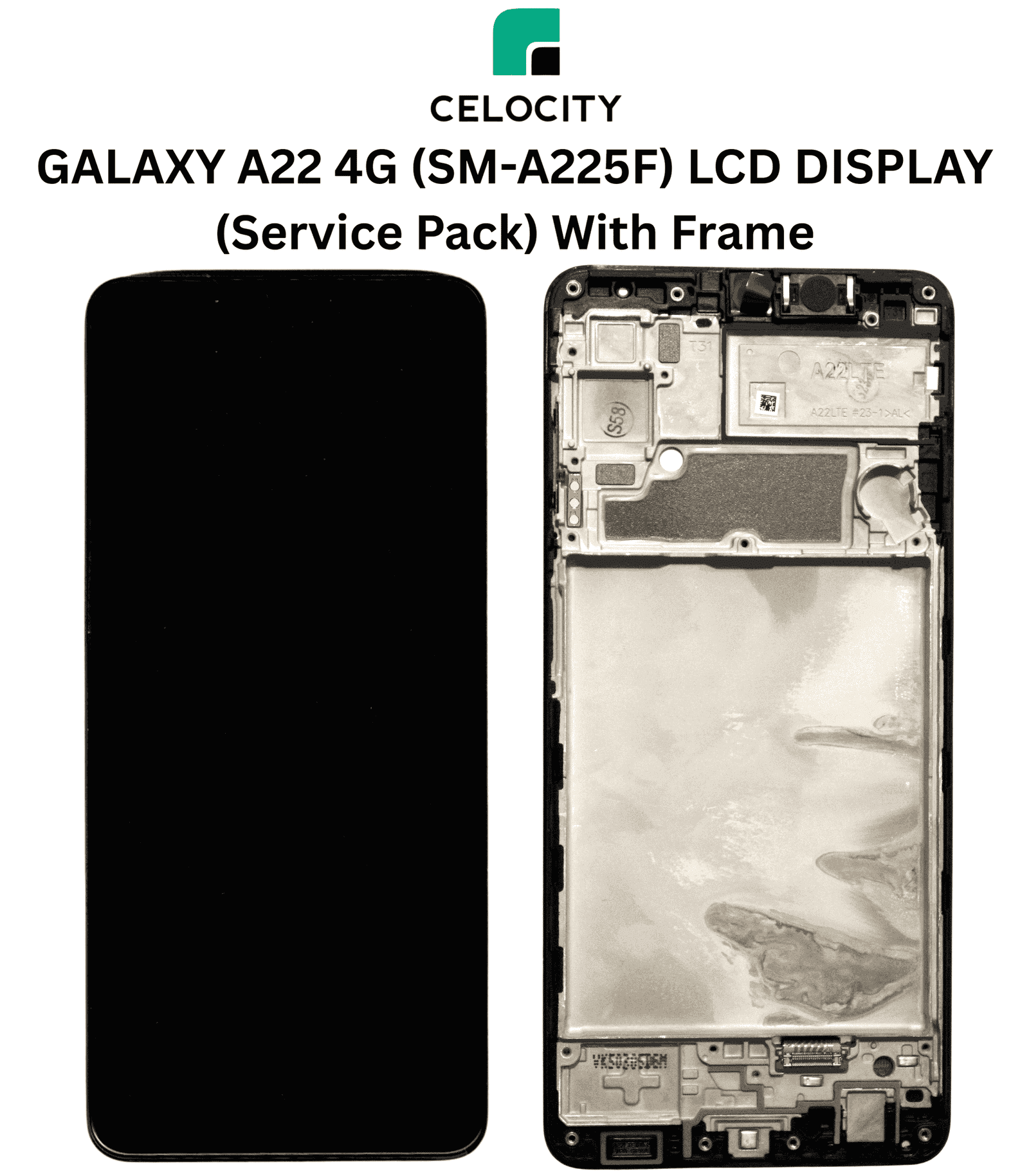 SAMSUNG GALAXY A22 4G (SM-A225F) DISPLAY LCD + TOUCHSCREEN (ORGINAL SERVICE PACK) WITH FRAME